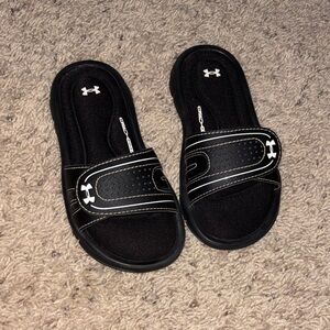 Under Armour Black and White Slide Sandals